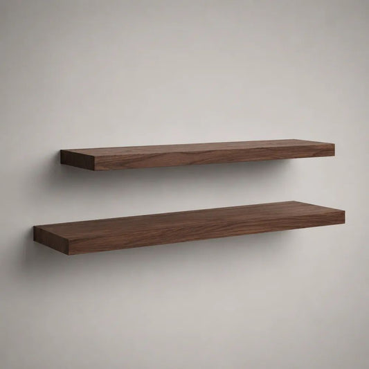 Lot de 2 étagères murales flottantes en bois, brun noyer, 80 x 20 x 4 cm